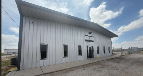 Office building exterior at the Crane Ave property